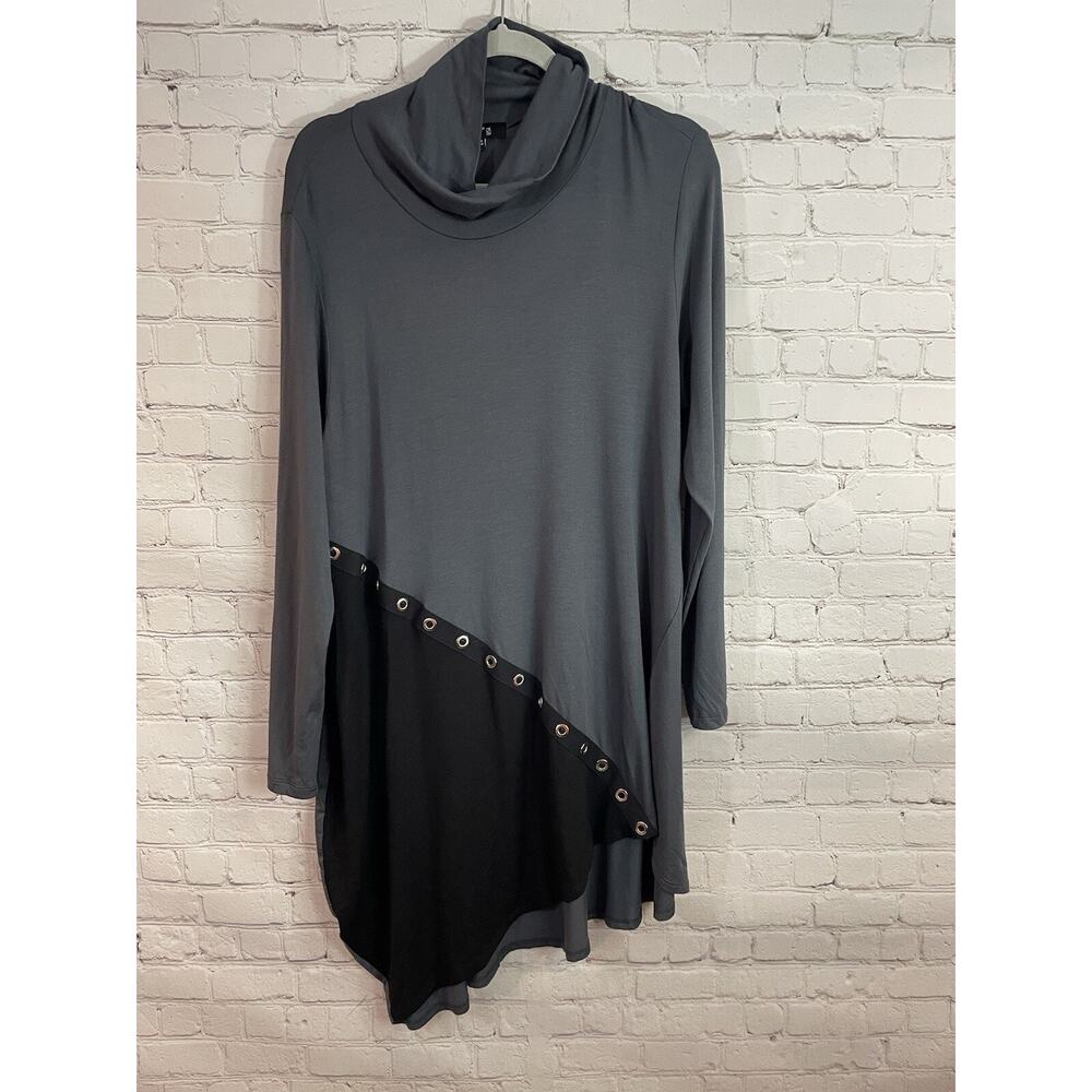 Comfy USA Celine Tunic Turtleneck Long Sleeve Gray size Large